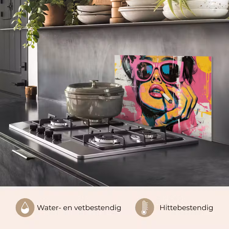 Spatscherm keuken - Portret - Vrouw - Abstract - Zonnebril — 7