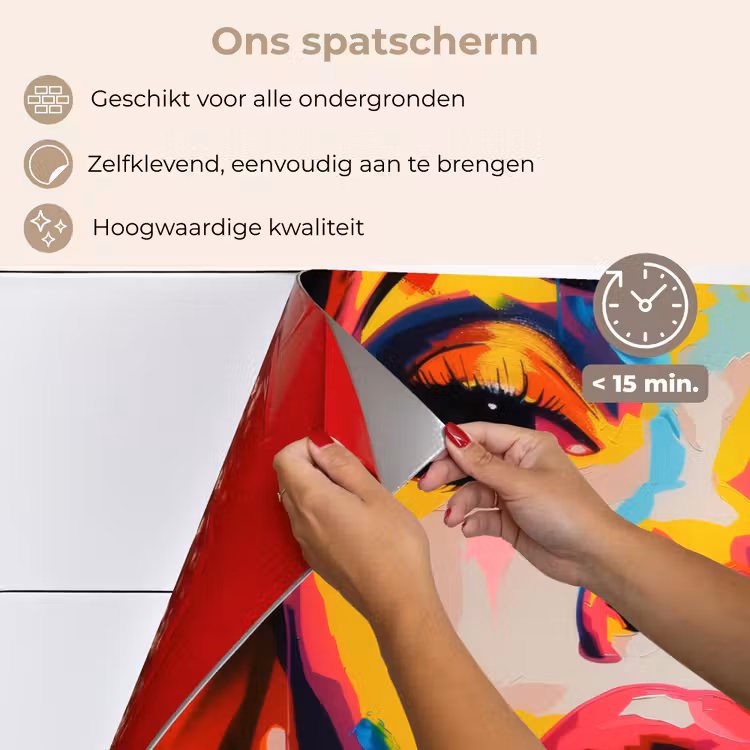 Spatscherm keuken - Vrouw - Gezicht - Kleurrijk — 4