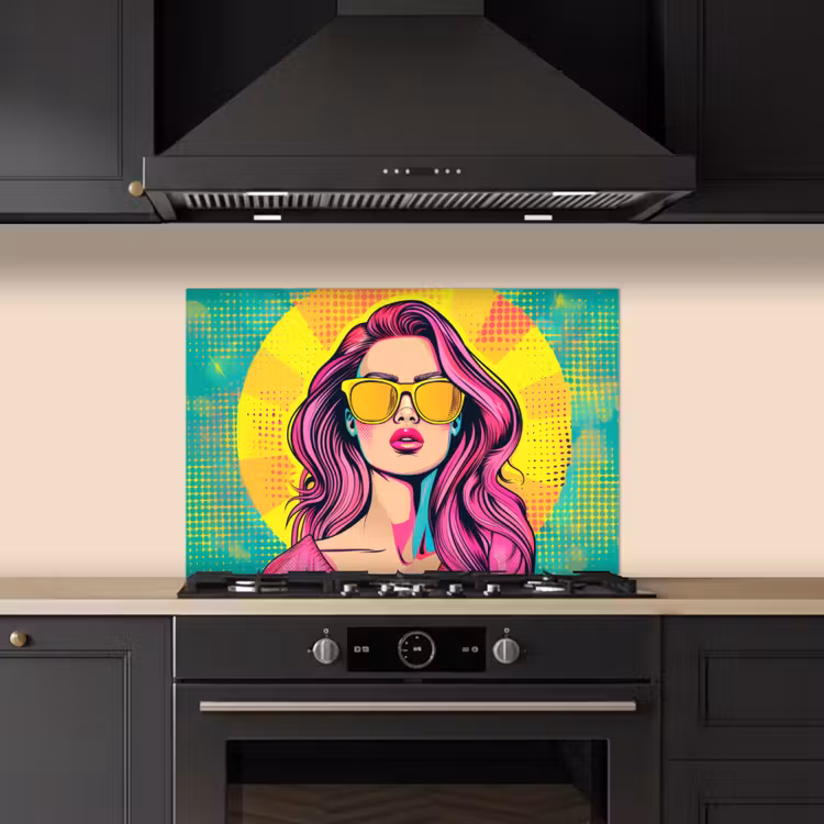 Spatscherm keuken - Zonnebril - Vrouw - Zonnig - Geel — 2