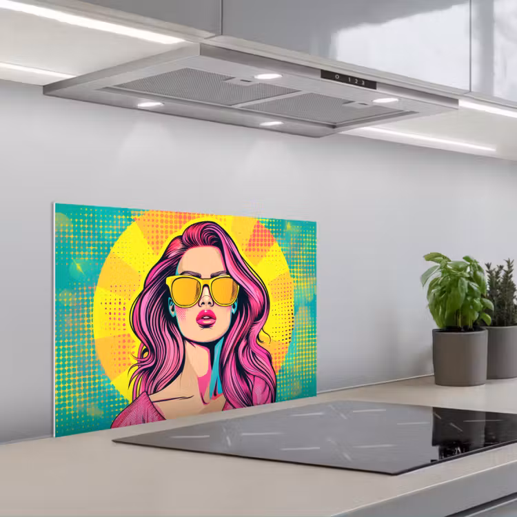 Spatscherm keuken - Zonnebril - Vrouw - Zonnig - Geel — 5