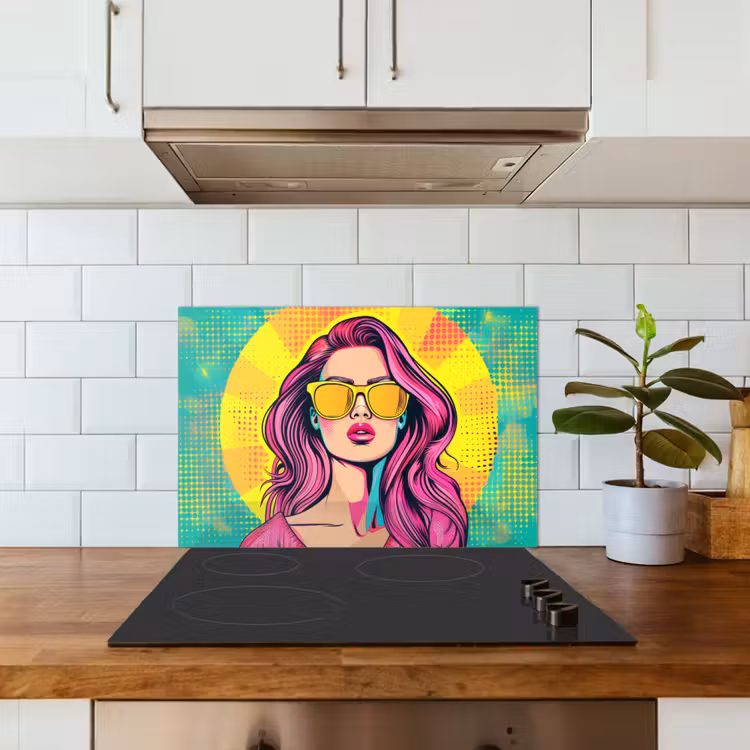 Spatscherm keuken - Zonnebril - Vrouw - Zonnig - Geel — 6