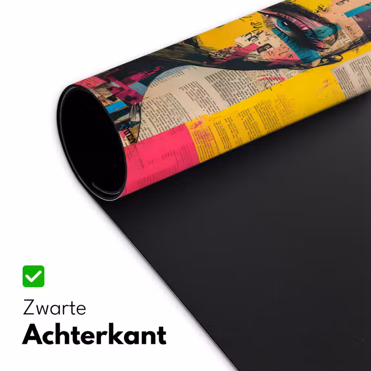 Bureau onderlegger - Vrouwengezicht - Krantenpapier - Abstract - Roze — 4
