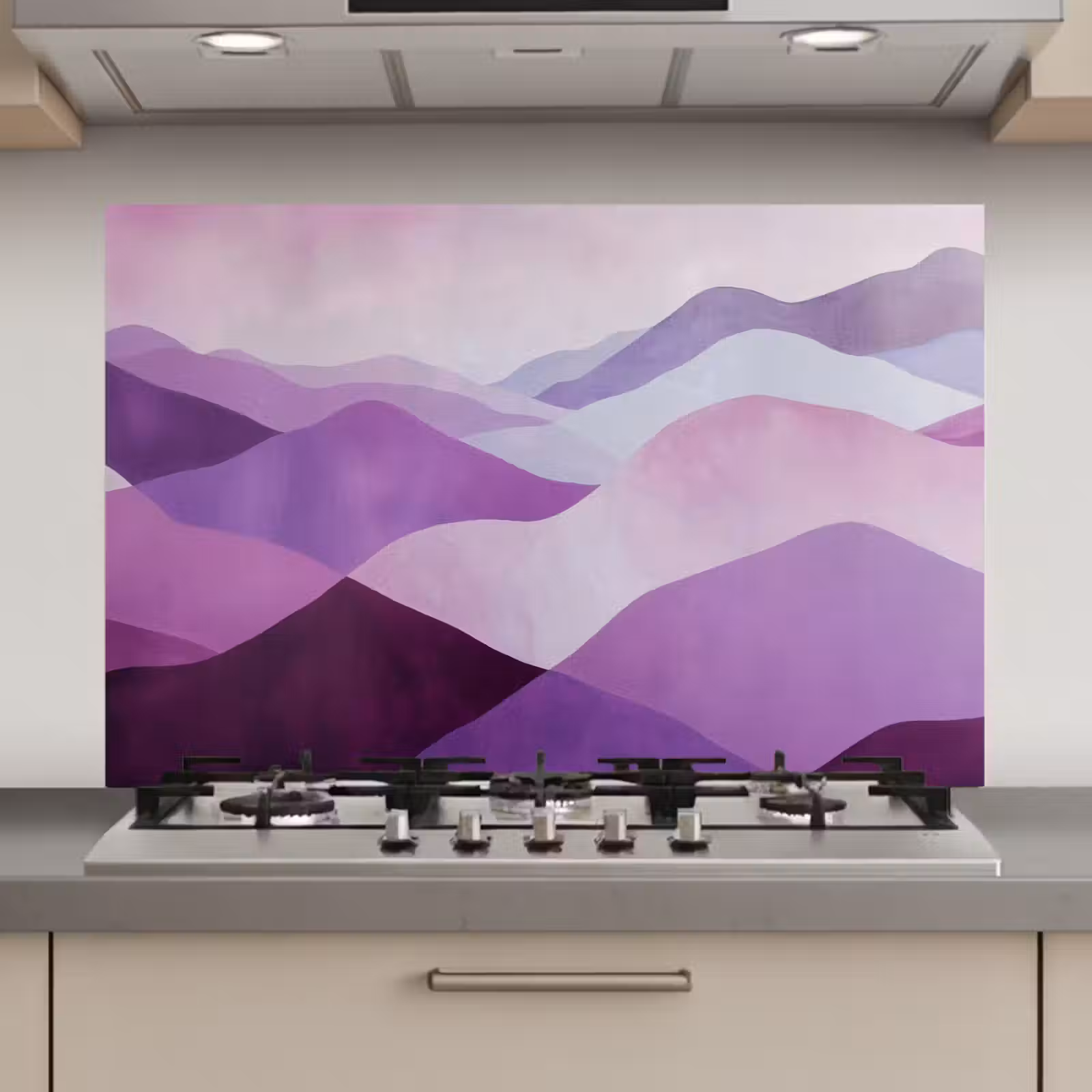 Spatscherm keuken - Abstract - Heuvels - Landschap - Paars — 1