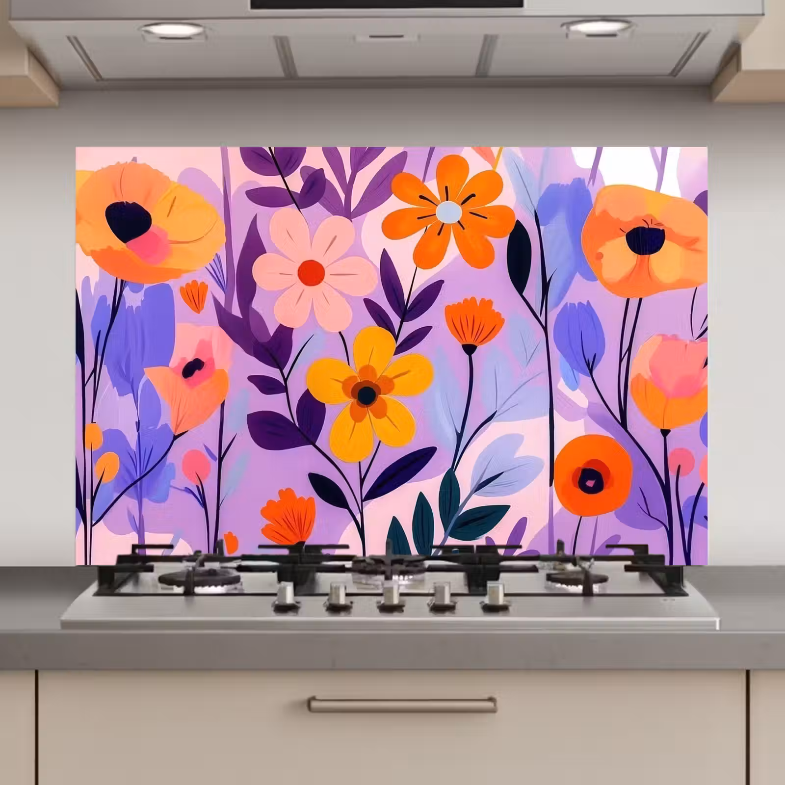 Spatscherm keuken - Bloemen - Kleurrijk - Bladeren — 1