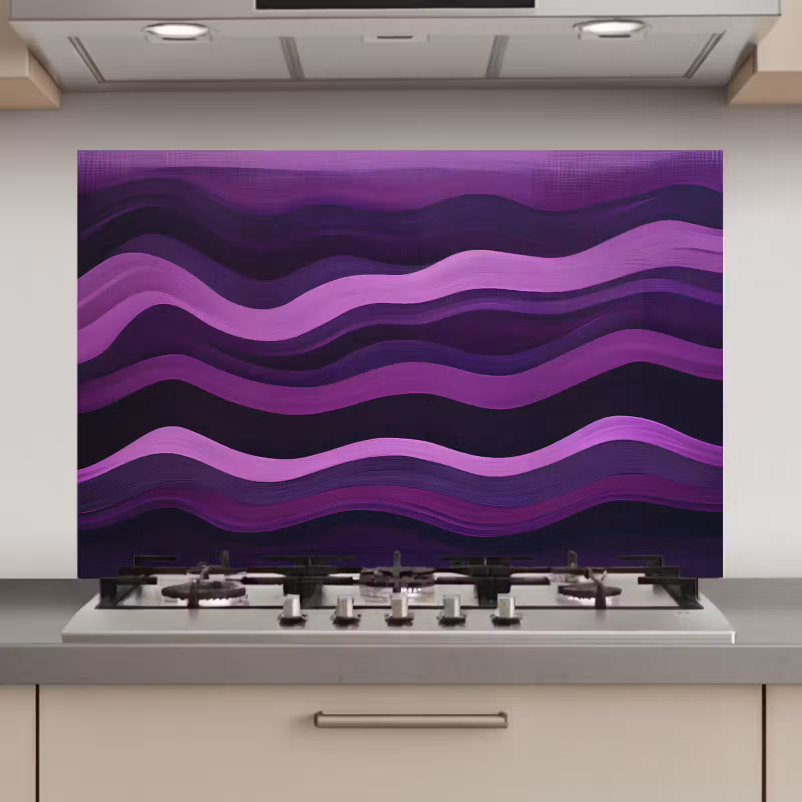 Spatscherm keuken - Lijnen - Golven - Paars - Abstract — 1