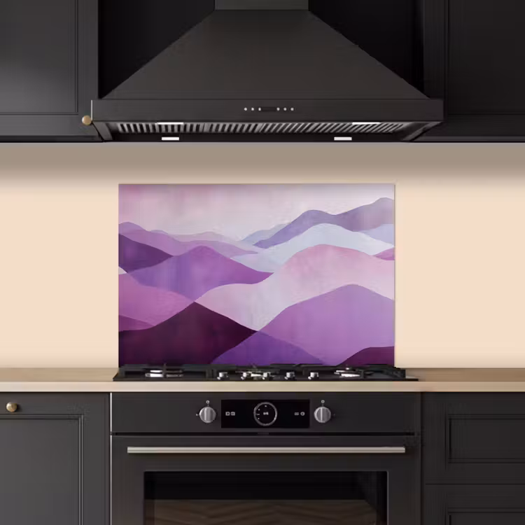 Spatscherm keuken - Abstract - Heuvels - Landschap - Paars — 2