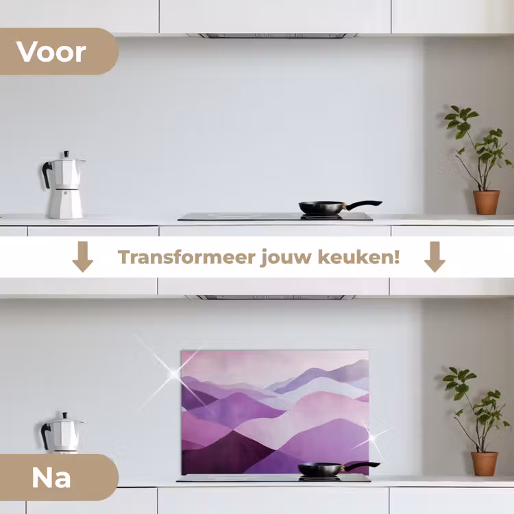 Spatscherm keuken - Abstract - Heuvels - Landschap - Paars — 3