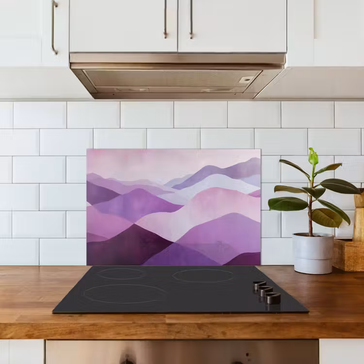Spatscherm keuken - Abstract - Heuvels - Landschap - Paars — 6