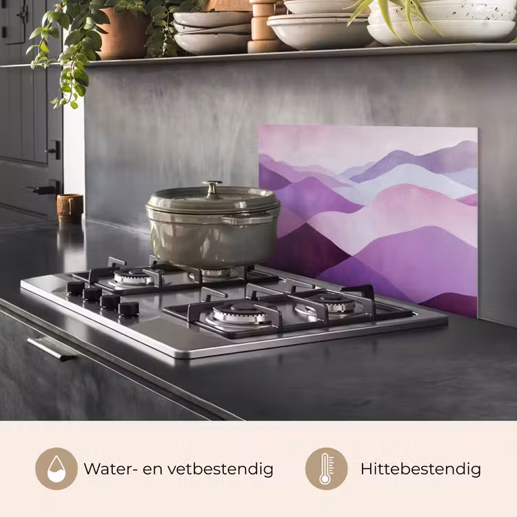 Spatscherm keuken - Abstract - Heuvels - Landschap - Paars — 7