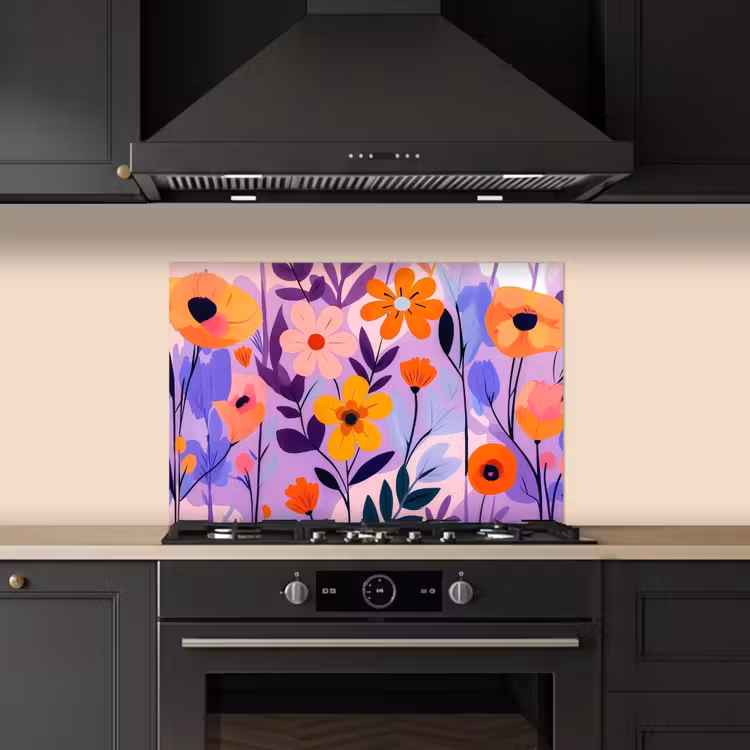 Spatscherm keuken - Bloemen - Kleurrijk - Bladeren — 2
