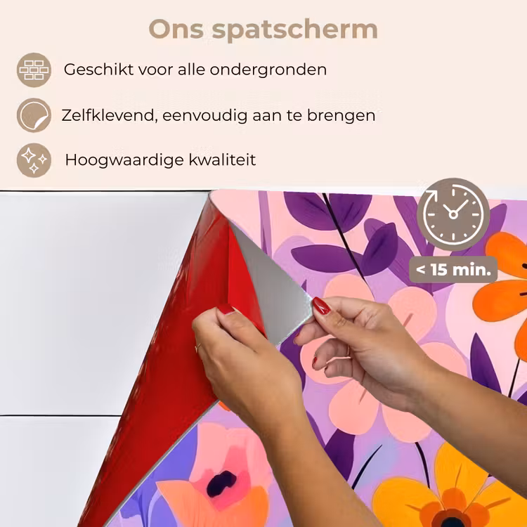 Spatscherm keuken - Bloemen - Kleurrijk - Bladeren — 4