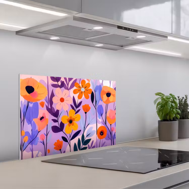 Spatscherm keuken - Bloemen - Kleurrijk - Bladeren — 5