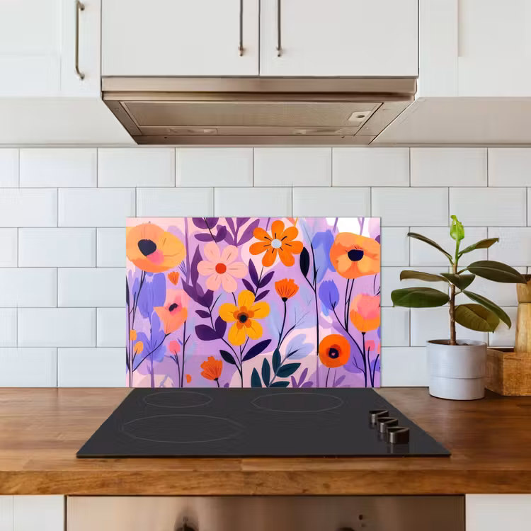 Spatscherm keuken - Bloemen - Kleurrijk - Bladeren — 6