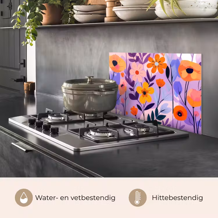Spatscherm keuken - Bloemen - Kleurrijk - Bladeren — 7