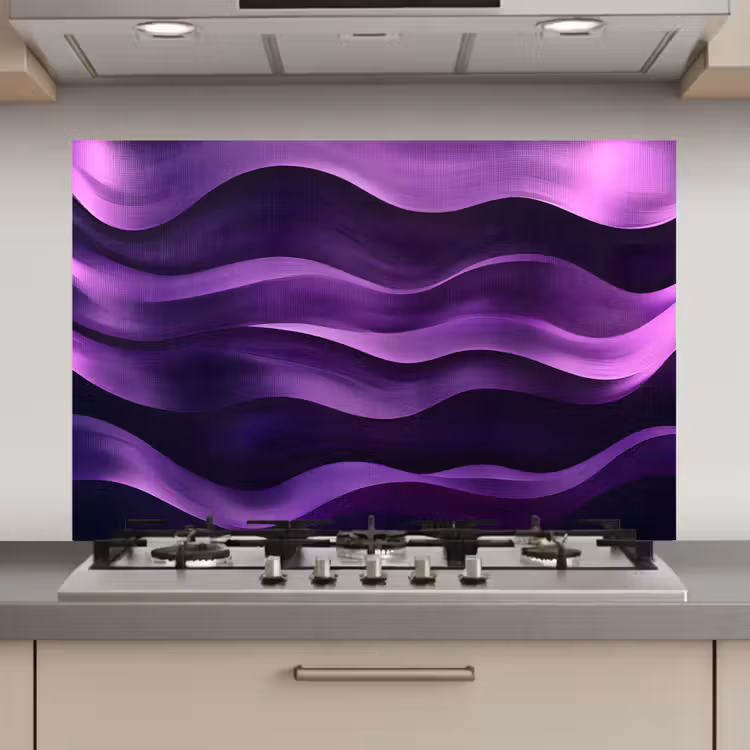 Spatscherm keuken - Golven - Abstract - Paars — 1