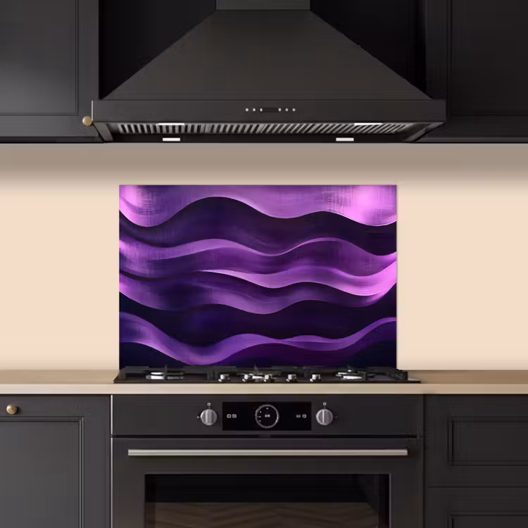 Spatscherm keuken - Golven - Abstract - Paars — 2