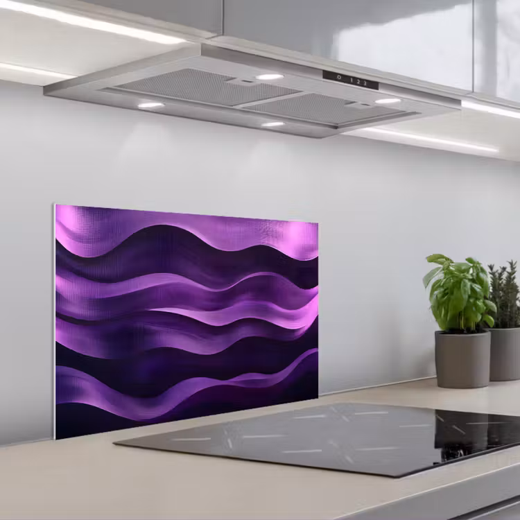 Spatscherm keuken - Golven - Abstract - Paars — 5