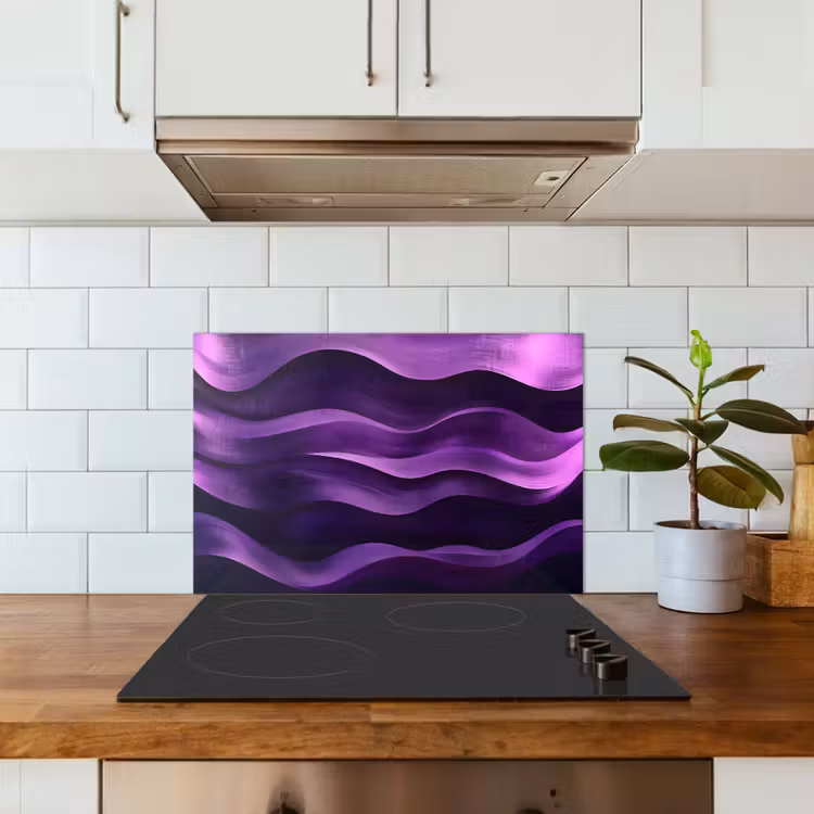 Spatscherm keuken - Golven - Abstract - Paars — 6