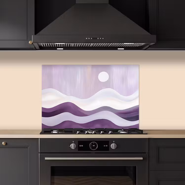 Spatscherm keuken - Golven - Heuvels - Abstract - Paars — 2