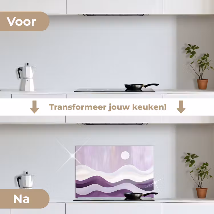 Spatscherm keuken - Golven - Heuvels - Abstract - Paars — 3