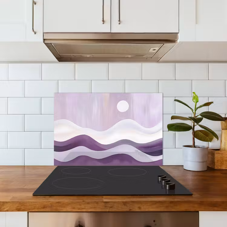 Spatscherm keuken - Golven - Heuvels - Abstract - Paars — 6