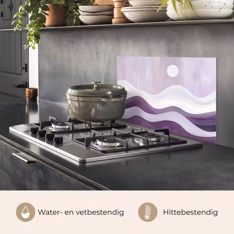 Spatscherm keuken - Golven - Heuvels - Abstract - Paars — 7