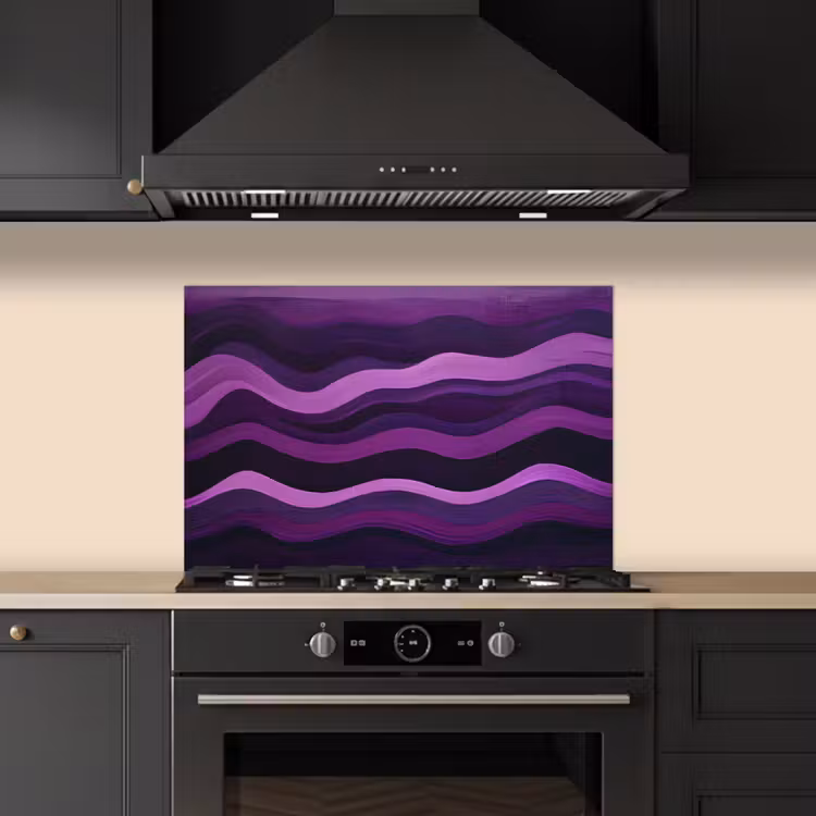 Spatscherm keuken - Lijnen - Golven - Paars - Abstract — 2