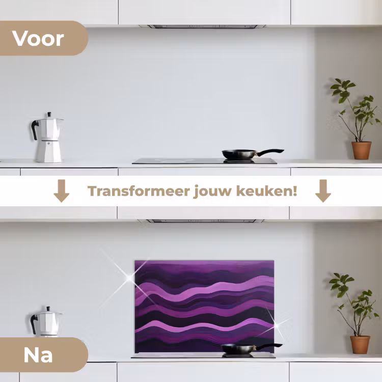 Spatscherm keuken - Lijnen - Golven - Paars - Abstract — 3