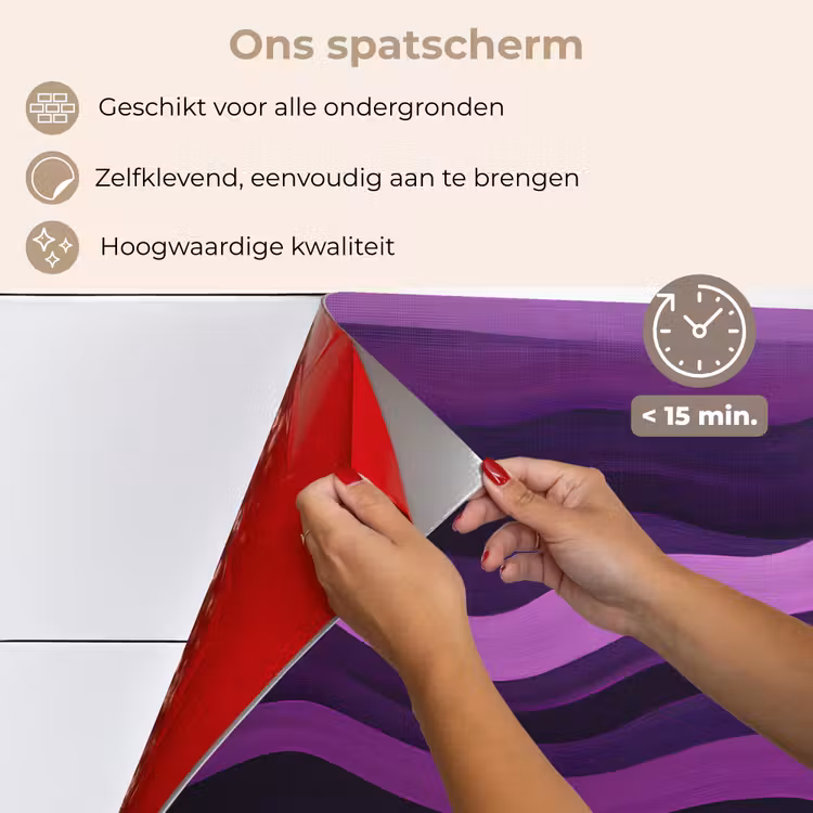 Spatscherm keuken - Lijnen - Golven - Paars - Abstract — 4