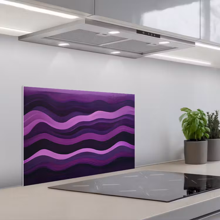 Spatscherm keuken - Lijnen - Golven - Paars - Abstract — 5