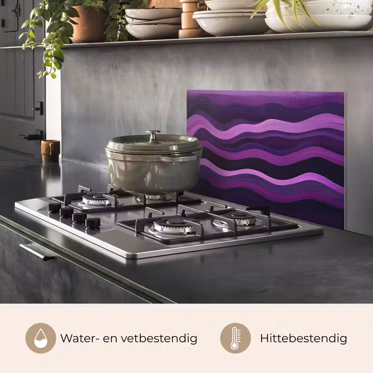 Spatscherm keuken - Lijnen - Golven - Paars - Abstract — 7
