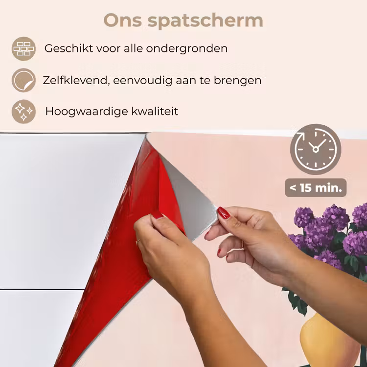 Spatscherm keuken - Stoel - Vaas - Bloemen - Geblokt — 4