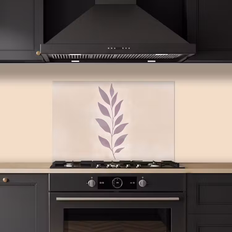 Spatscherm keuken - Tak - Bladeren - Minimalistisch - Beige — 2
