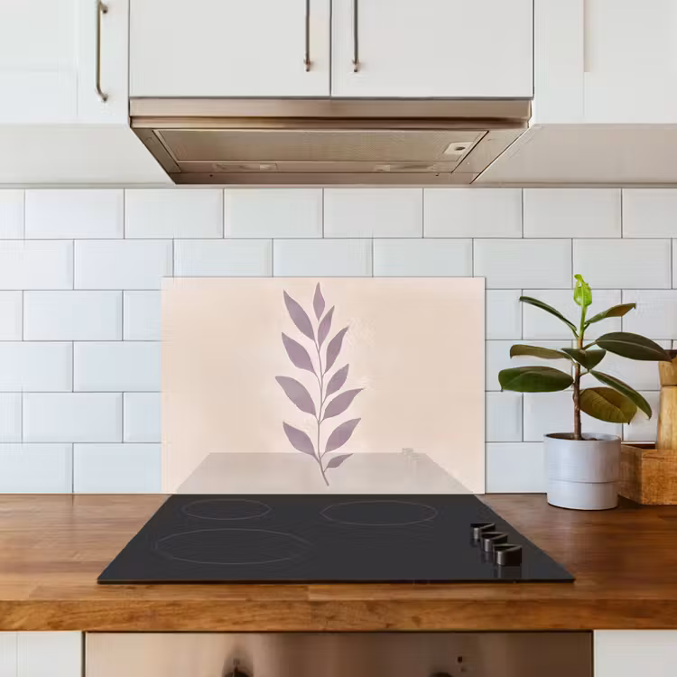 Spatscherm keuken - Tak - Bladeren - Minimalistisch - Beige — 6