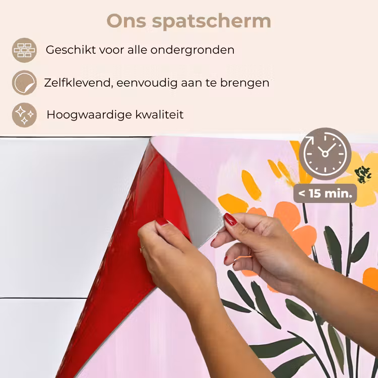 Spatscherm keuken - Vaas - Gestreept - Bloemen - Oranje — 4