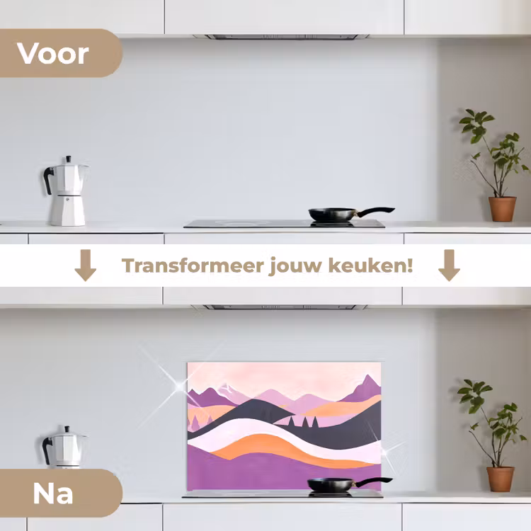 Spatscherm keuken - Abstract - Heuvels - Bomen - Groen — 3