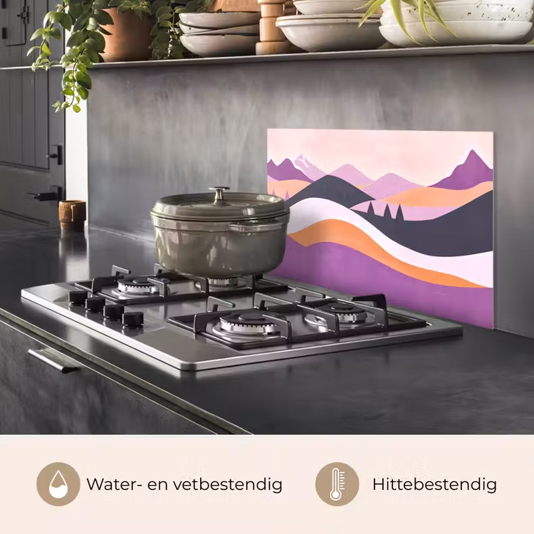 Spatscherm keuken - Abstract - Heuvels - Bomen - Groen — 7