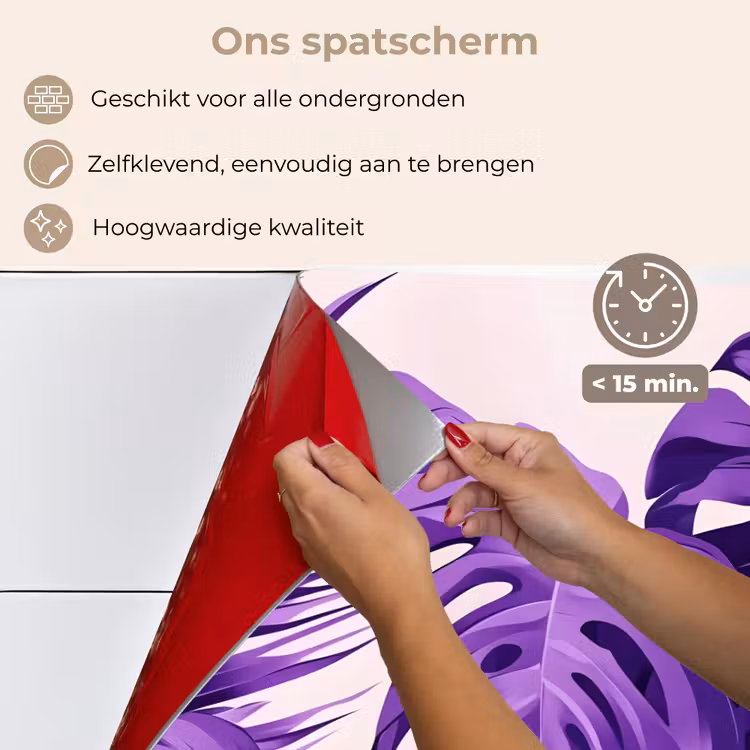 Spatscherm keuken - Bladeren - Paars - Tropisch - Abstract — 4