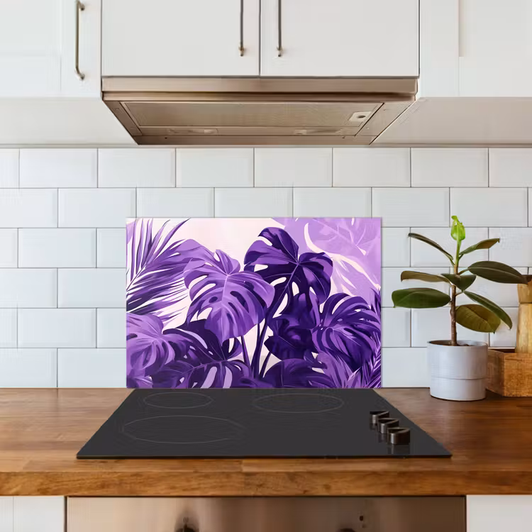 Spatscherm keuken - Bladeren - Paars - Tropisch - Abstract — 6