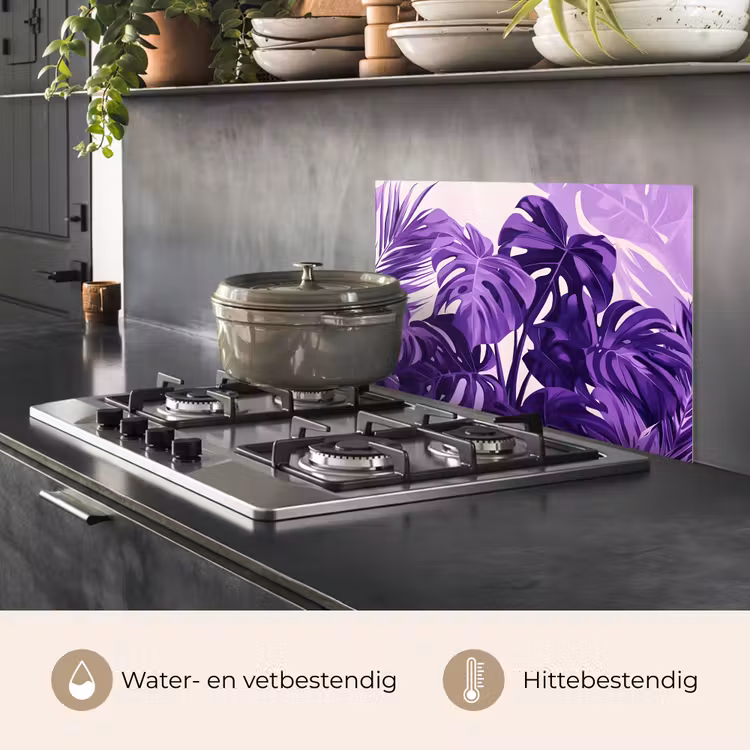 Spatscherm keuken - Bladeren - Paars - Tropisch - Abstract — 7