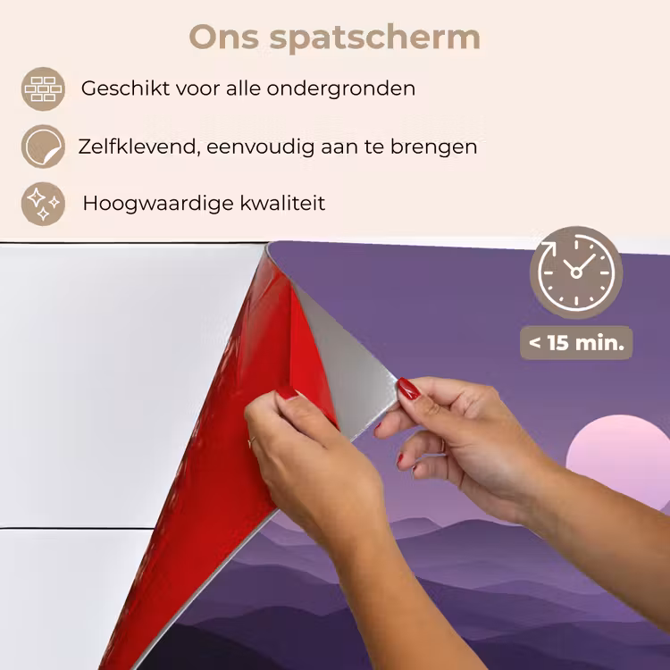 Spatscherm keuken - Heuvels - Paars - Mist - Zon — 4