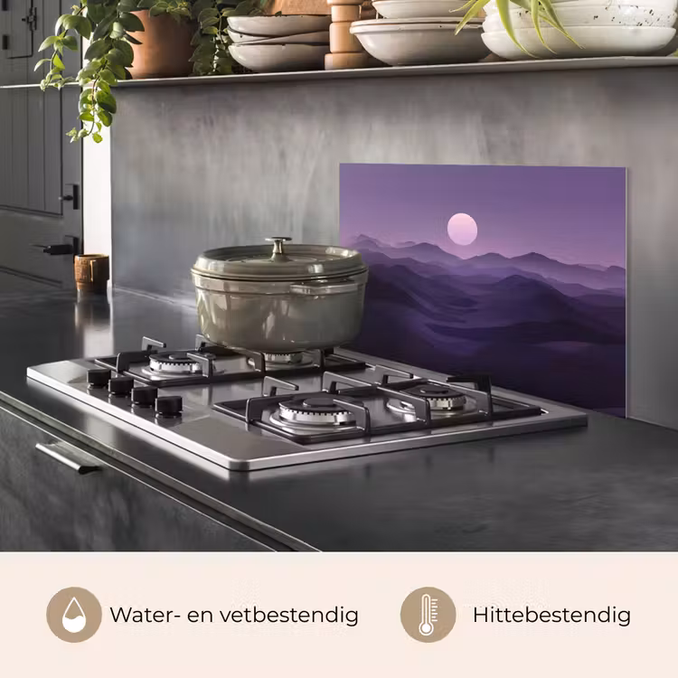 Spatscherm keuken - Heuvels - Paars - Mist - Zon — 7