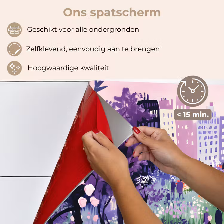 Spatscherm keuken - Park - Bomen - Bloemen - Gebouwen — 4