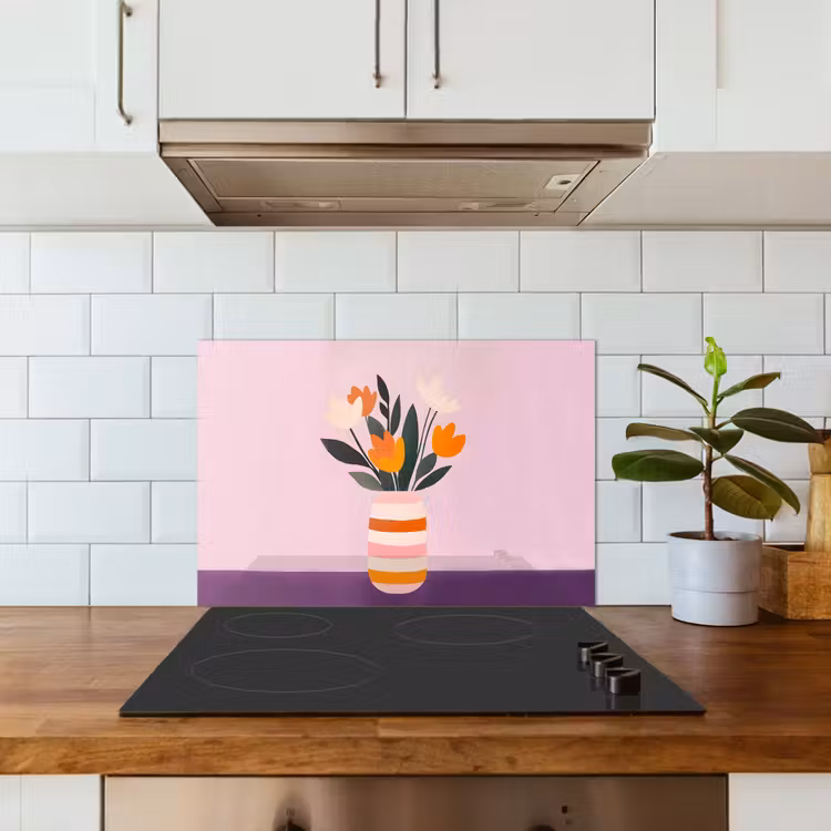 Spatscherm keuken - Tulpen - Vaas - Strepen - Paars — 6