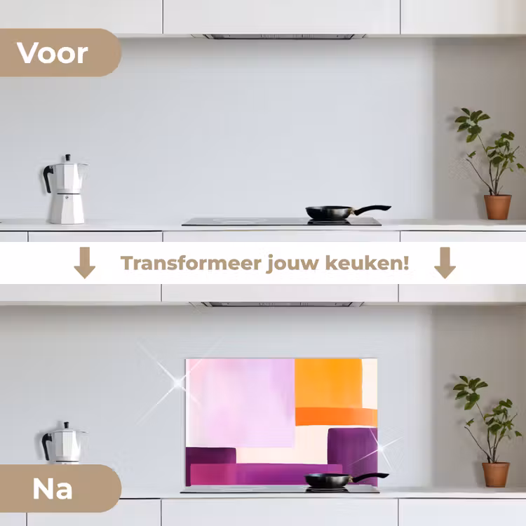 Spatscherm keuken - Vlakken - Abstract - Rechthoekig - Oranje — 3