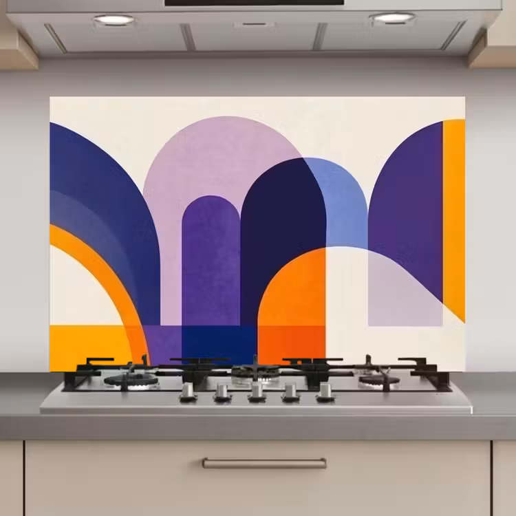 Spatscherm keuken - Vormen - Abstract - Grafisch - Oranje — 1
