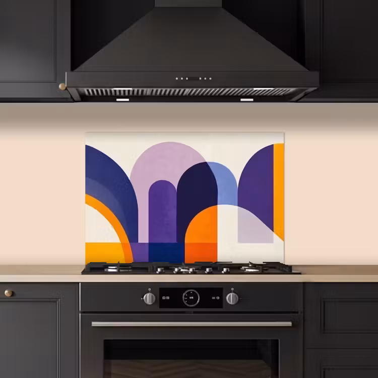 Spatscherm keuken - Vormen - Abstract - Grafisch - Oranje — 2