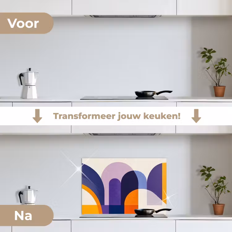 Spatscherm keuken - Vormen - Abstract - Grafisch - Oranje — 3