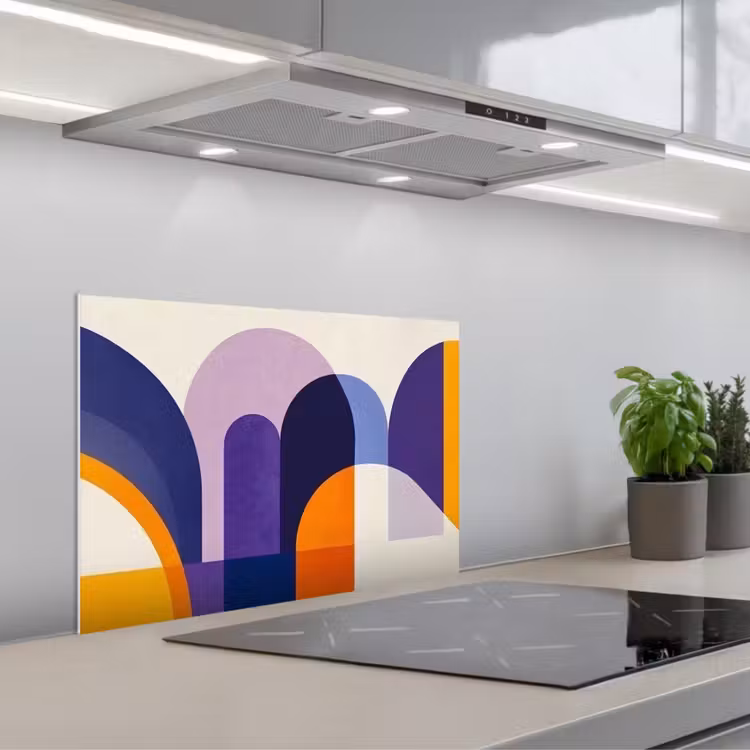 Spatscherm keuken - Vormen - Abstract - Grafisch - Oranje — 5