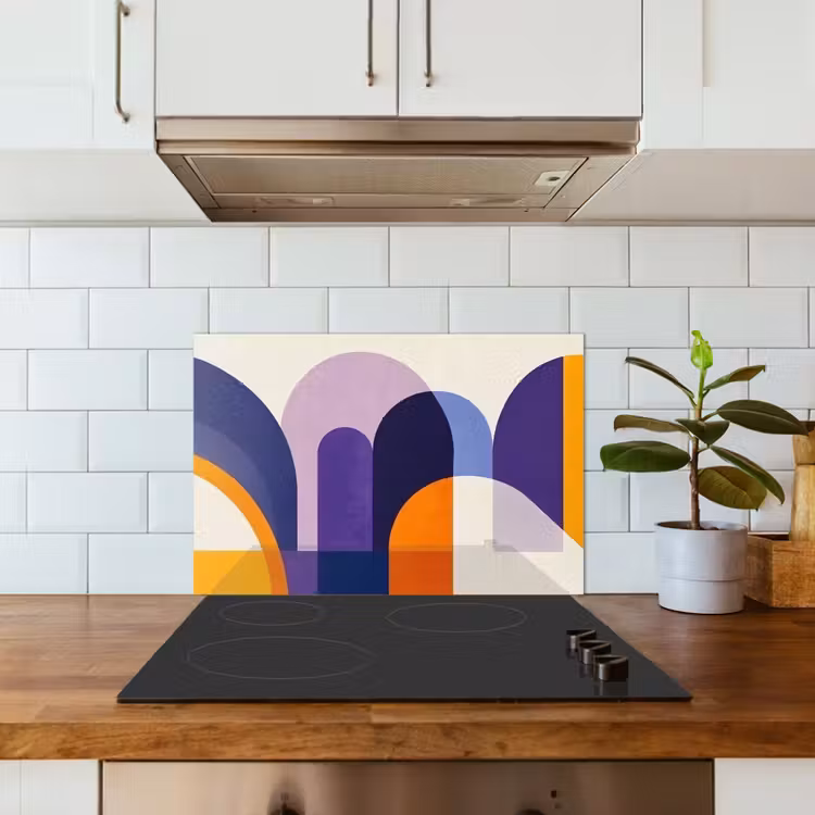 Spatscherm keuken - Vormen - Abstract - Grafisch - Oranje — 6
